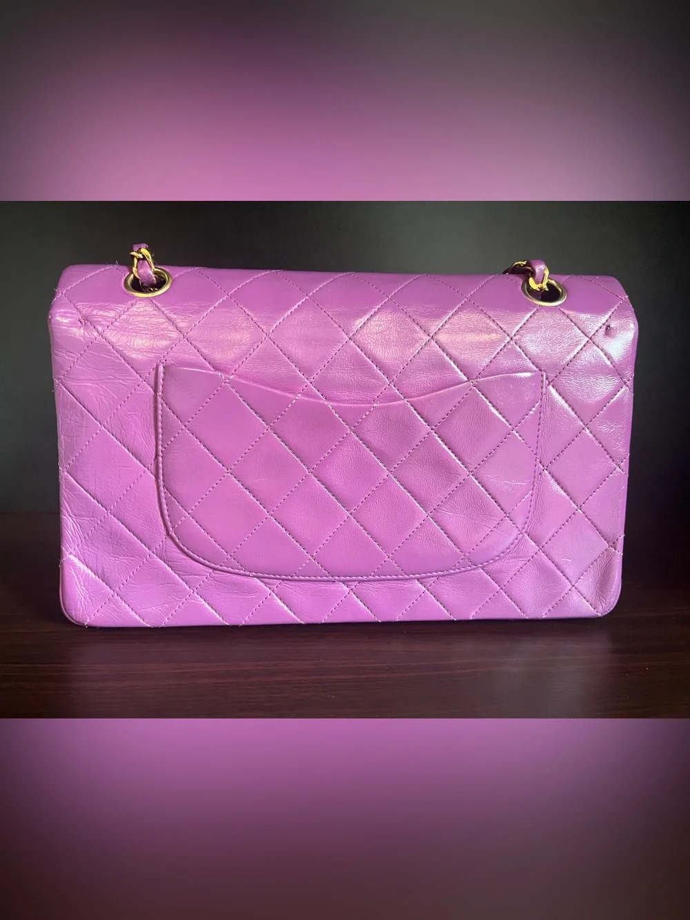 CHANEL Quilted Lambskin Shoulder Bag in Vibrant Purple 24KT Gold plated Chain - Picture 2 of 10